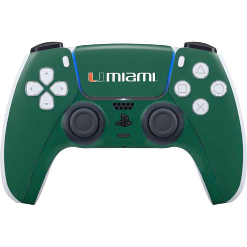 University of Miami Horizontal Mark on Green PS5 Controller Skin
